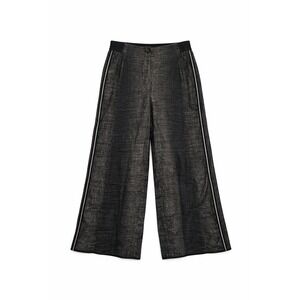 Annette Gortz Cropped Wide Leg Tell Linen Pants Black Racing Stripe Size M